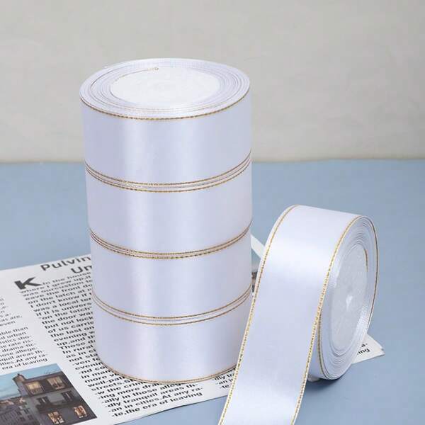 1 rouleau de ruban satin doré bicolore de 4 cm, nœud papillon, emballage cadeau, décoration florale, artisanat, DIY