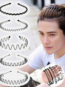 3pcs Men's Wave Headband For Daily & Sports Wear