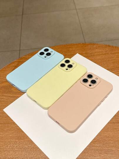 3 piezas Fundas de teléfono de unicolor minimalista en tonos pastel, de silicona suave y cobertura completa, a prueba de agua, a prueba de golpes y resistentes a arañazos, compatibles con 16 Pro Max/15 Pro Max/14 Pro Max/13 Pro Max/12/12 Pro/XS Max/XR