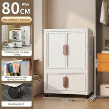 5/4/3/2/1 Layer Storage Cabinet Shelf, Household Wardrobe For Baby Clothes, Toys, Snacks, Easy Assembly, Foldable - White Brown - View 24