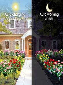 1 Peça Luz Solar de Flor de Rododendro - Decoração de Jardim Externa com LED, Luminária de Piso de Pátio Eficiente em Energia com Pétalas Refletivas Multicoloridas, Iluminação Solar para Caminho para Ambientação Noturna, Luzes de Jardim Noturno | Design de Luz Floral