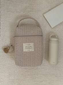 1 Pc Personalized Embroidered Tote Bag For Moms, Large Capacity Customized Embroidery Maternity Bag, Fashionable And Versatile Mummy Handbag For Outdoor, Cute Bear Pattern Diaper Wet Wipes Organizer Bag, Multi-Function Diaper Bottle Storage Handbag With Stroller Hook, Embroidered Bear Pattern Tote Bag, Suitable For Daily Use, Can Be Gift For Family, Friends, New Moms