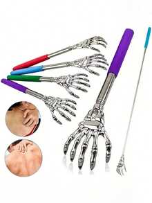 1PC Extendable Back Scratcher, Stainless Steel Portable Telescopic Rubber Handle Back Scratchers For Thanksgiving, Birthday, Christmas Gifts,Gua Sha,Lymphatic Drainage,Cellulite,Back Scratchers,School,Back To School,Travel,Travel Essentials,Home Essentials,Spa,Massage Tool,Massage,Massager,Spa