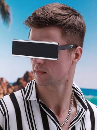 1pc Flat Top Personalized Photography Prop, Movie Selfie Mosaic Flat Plate Beach Party Cool Prop, Comes With Anti-Lost Rope And Glasses Cloth (Glasses Case Not Included)