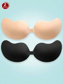 2 paia di reggiseni adesivi, reggiseni push-up, reggiseni invisibili senza spalline, reggiseni appiccicosi traspiranti e delicati sulla pelle per le donne, reggiseni riutilizzabili senza schienale per reggiseni e accessori per reggiseni (versione in tessuto migliorata)