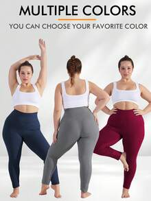 6 Pack Plus Women Yoga Pants With Pockets Non-See Leggings For Women Tummy Control Workout Leggings - 彩色 - 查看 7