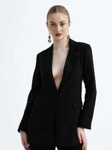 Blazer casual slim monopetto con collo a risvolto - A475 - nero - Visualizzare 4