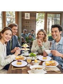 25pieces Of Pure White Round Cake Dessert Plates, High-Looking Fruit Salad Plates, Reusable And Easy To Clean. Great For Weddings, Birthday Parties, Family Gatherings And Outdoor Team Building, Schools, Restaurants, Kitchens, Christmas Tableware