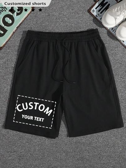 Customized Photo Print Men's Shorts, Spring/Summer, Personalize With Your Photo, Text Or Graphics, Black Casual/Sports Shorts, Holiday/Birthday/Anniversary Gifts, Spring/Summer