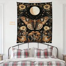 1 pezzo Arazzo in poliestere con motivo di farfalle, luna e fiori, decorazione da parete in stile boho per soggiorno, camera da letto, regalo unico per lei, lui, appassionati di natura, elegante