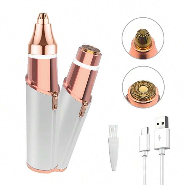 Afeitadora eléctrica para mujeres de 2 en 1 recargable por USB, mini, portátil, para depilación del Body, nuevo dispositivo de eliminación de vello facial y de cejas para viajes