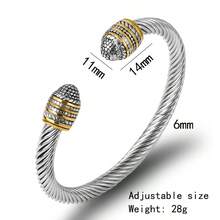 سوار ذهبي اللون من الصلب المقاوم للصدأ بتصميم هندسي اسطواني قابل للتعديل ، سوار مجدول مناسب للأزواج