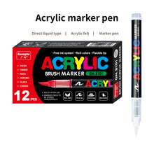 12 Stücke/Set Acrylfarb-Marker, Optionen Weiß/Gold/Schwarz/Silber, hochdeckende metallische Farben, permanente Marker, Zeichen- und DIY-Werkzeuge