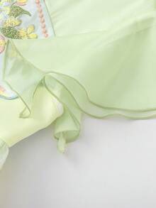 Balabala 2026 Summer Tween Girl Butterfly Embroidered Hanfu Cheongsam Dress - Green and Red Tones - View 10