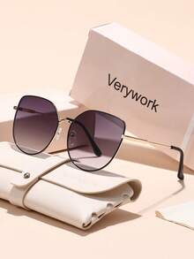 Verywork 1對大尺寸經典復古高品質INS風格品牌設計防紫外線女款太陽眼鏡，適合開車、購物、高爾夫、戶外、熱帶海灘度假及其他場合，時尚配件，遮陽效果佳，優雅百搭，適合家庭出遊、旅行、度假、夏季海灘度假及其他戶外活動 - 彩色 - 查看 5