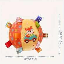 1PC Baby Plush Grip Ball With Bell - Soft Polyester, Mixed Colors - Soft Plush Sensory Ball Toy For Early Educational, Ribbon Tag Ball For Baby Kids Toddlers Infants, Ideal Birthday Gift