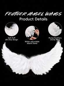 3 件套天然白色羽毛天使翅膀，适用于拍照、舞台表演、角色扮演道具万圣节