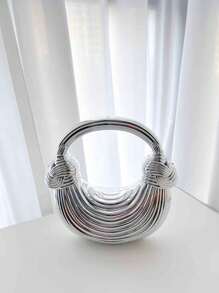 1pc Golden Plastic Acrylic Clutch Bag With Large Handle & Chain, High Capacity, Fashion Purse Suitable For Party/Banquet