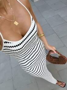 Sommerkleider, Damen Strick-Überwurf Sommerkleid, Strick-Überwurf Röcke für Damen, Sommerkleider, Sommeroutfits, Maxikleid, Schwarz-Weißes Kleid, Ibiza Outfits, Mutter Shirts, Urlaubsoutfits