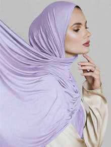 1 pieza Pañuelo de mujer de unicolor, pañuelo islámico suave, pañuelo multifuncional de protección solar, chal de playa versátil, adecuado para uso diario con vestidos - pañuelo de algodón mercerizado - Ver 19