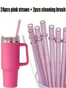 12 st återanvändbara färgglada sugrör med rengöringsborstar, lämpliga för 20 oz-40 oz glasögon, ersättningssugrör, kompatibla med resekoppar, perfekt för utomhusäventyr