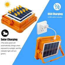 1PC 3600MAH Portable Solar Floodlight, High-Power Rechargeable Camping Light, 5 Lighting Modes, USB Rechargeable, Outdoor Waterproof, Adjustable Bracket, Easy To Install, Very Suitable For Emergency Situations, Car Maintenance, Outdoor Camping, And Street Lighting - Orange - View 12