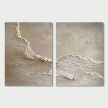 2pcs/Set Ocean Wave Canvas Art Set, Beige Textured Abstract Wall Decor For Living Room, Bedroom, Office, Dining & Bathroom - Frameless Home Decoration