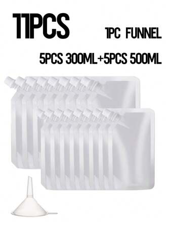5 件/10 件/20 件透明饮料袋，带 1 个漏斗，可重复使用的饮料袋，水壶套装袋塑料水壶袋果汁袋方便的饮用水袋，可密封且便携，适用于旅行学校用品期间的果汁和冷饮，用于露营种子储存袋，适用于旅行、户外运动、音乐会、活动
