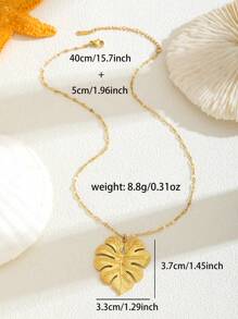 1PC Versatile Fashion Stainless Steel Leaf Pendant Necklace For Women Fashion Party Street Summer Beach Vacation Accessory Birthday Gift For Daily Decoration