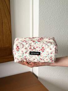 Bolsa de almohada portátil, bolsa de maquillaje grande, bolsa de cosméticos, bolsa de viaje, bolsa de maquillaje grande para niñas, bolsa de almacenamiento dulce, regalos para chicas adolescentes, bolsa de maquillaje de verano para mujeres, bolsa de cosméticos con estampado floral, organizador de maquillaje vintage, bolsa de artículos de tocador para viaje para brochas de maquillaje, cuidado de la piel y esmalte de uñas en gel - perfecto como regalo para niñas, amigas, cumpleaños, bodas, fiestas, suministros de maquillaje, herramientas de maquillaje, bolsa de almacenamiento, artículos de viaje