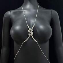 1pc Fashionable, Sexy Rhinestone Bra Insert, Unique Bikini Accessory - Silver - View 8