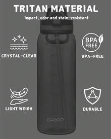 Opard 30oz/32oz Sports Water Bottle With Leak Proof Flip Top Lid Tritan Reusable Plastic For Gym And Outdoor, Travel Water Bottle With Straw