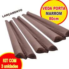 Protetor Veda Porta Kit com 3 Unidades TNT Marrom para Portas de 80cm Contra Insetos e Poeira - Marrom - Visão 1