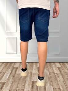 Wholesale Men's Bermuda Jeans Lycra Elastane - 寶藍色 - 查看 3