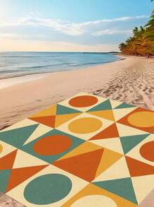 1set Anti-Sand Beach Mat Set Including Beach Mat, Hooks, Carrying Bag, Beach Stakes, Suitable For Beach, Camping And Picnic