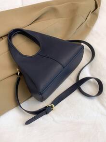Women's Fashionable Tote Bucket Bag, Stylish Minimalist Elegant Large Capacity, Deep Blue Color, Suitable For Shoulder Wear - Blue - View 8