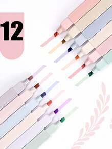 12 قطعة أقلام تظليل مربعة من طراز موراندي، أطراف منحوتة ناعمة ولينة، أقلام تظليل باستيلية لا تنزف، وتجف بسرعة للكتابة في المذكرات والملاحظات المدرسية ، لوازم قرطاسية