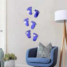 1pc Creative Footprint Shaped Mirror Wall Sticker, Multi-Color Combination, High-Definition Mirrored Surface, Adds Fashion To Home Decor, Suitable For Living Room, Bedroom And Other Spaces, Acrylic 3D Adhesive Footprint Wall Decals For Living Room, Bedroom, Stairwell - View 5