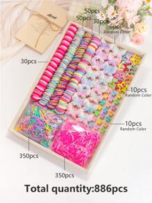 Set de 886 piezas de accesorios para el cabello coloridos para niñas que incluye pasadores con mariposas brillantes, pinzas laterales con estrellas lindas y pasadores de pelo variados, ideal para el verano