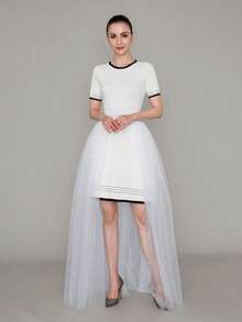 1 Pc Women's Floor Length Over Skirt Tulle Skirt For Wedding Party White Black Red Halloween Fall Clothes For Women - Multicolor - View 13