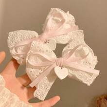1pc/2pcs Set White Lace Bow Hair Clip, Side Clip, Lolita Duck Mouth Clip, Hair Accessory Claw Clips Hair Claws Hair Barrettes