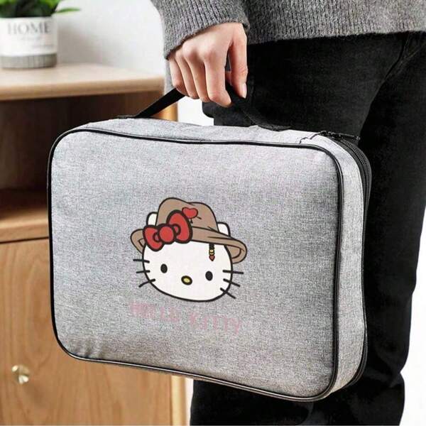 Sanrio Bolso de trabajo profesional tipo tote con diseño de Hello Kitty de Sanrio para el año 2025, con correa ajustable y cremallera antirrobo (regalo de Año Nuevo/esencial de oficina) Bolso de computadora a prueba de agua de 14 pulgadas para mujeres, viajeros y fanáticos, útiles escolares, regreso a clases