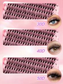 Waloshow Quick Makeup For School 720Pcs D Curl Lash Cluster Eyelash Kit ,Cluster Lashes With White Glue, Natural Fake Eyelashes Glue Remover And Individual Tweezers , Colored False Lashes In 4 Styles (Colored /20D/30D/50D) For Beginners,Makeup Tools Back To School