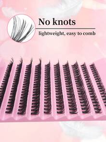 40D DIY 睫毛延长套装 200 簇 D 卷单根睫毛，8-16 毫米混合睫毛簇，配有睫毛粘合剂和密封剂以及应用工具，您可以自己在家涂抹，打造最美丽的外观，成为美丽优雅的女人 - 粉色 - 查看 6