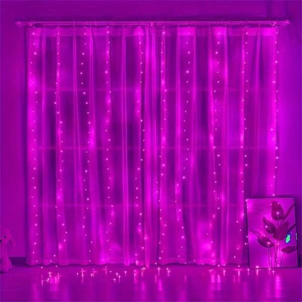 1pc LED Window Curtain Lights, USB Powered With Remote Control, Hanging Fairy Lights Suitable For Home Room, Bedroom, Birthday, Wedding, Singles Party, Window, Wall, Thanksgiving, Halloween, Christmas Decoration