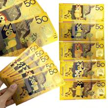Bluey Biglietto da collezione in polimero dorato di Bluey, Bingo e Bandit - Valuta commemorativa premium di personaggi dei cartoni animati per esposizione, memorabilia di animazione per collezionisti adulti e fan dello show televisivo