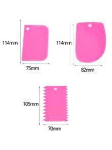 3 件套玫瑰红可重复使用蛋糕装饰刮刀套装 - 刮刀、梳子和抹刀，适用于面包、奶油、披萨