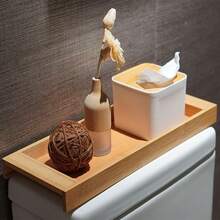 1pc Bamboo & Wood Natural Color Multipurpose Vanity Tray, Organizer For Bathroom Counter, Dresser, Keys, Watch, Decorative Tabletop Tray, Minimalist Nordic Style Jewelry Storage Tray, Suitable For Bathroom, Kitchen, Bedroom, Living Room, Office, Kids Room Back To School Bathroom Accessories