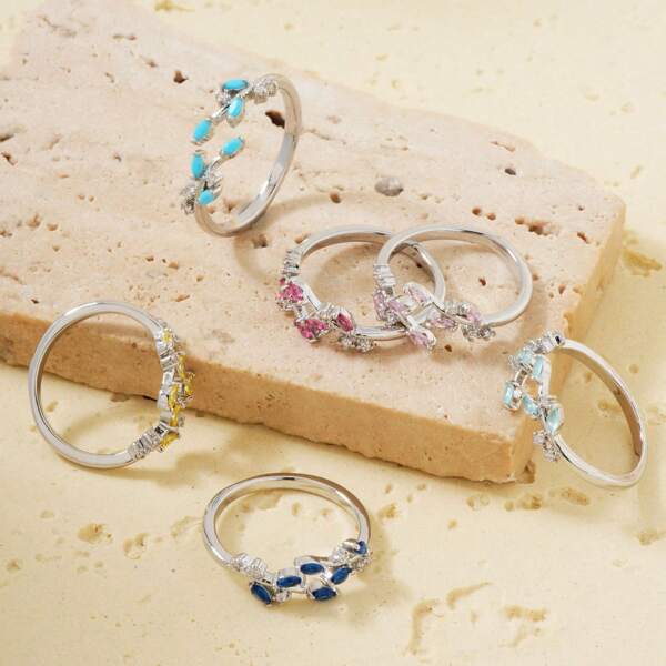 1pc Imitation Gold Creative Diamond Encrusted Finger Rings, Fashion Versatile Gifts For Girls