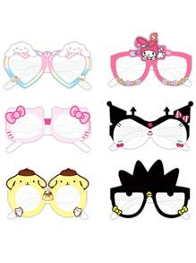 Sanrio 6 pièces/set Lunettes de fête d'anniversaire hello kitty mignonnes, décoration de fête, lunettes, cadeau d'anniversaire de dessin animé (certaines pièces peuvent être aléatoires)